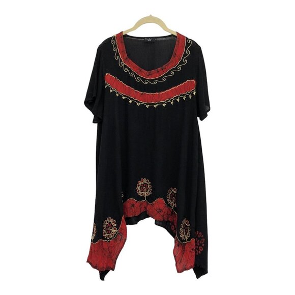 Shiva Fashions Rayon Black & Red High Low Hindi-style Tunic Blouse OS - Picture 15 of 15